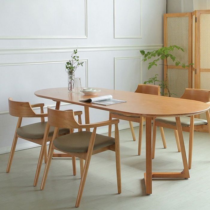 Contemporary Style Dining Table Solid Wood Oval Dinette Table for Home Kitchen
