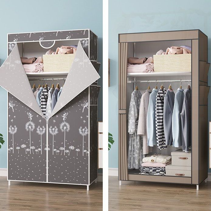 Metal Frame Wardrobe Armoire Contemporary Style Wardrobe Cabinet for Bedroom