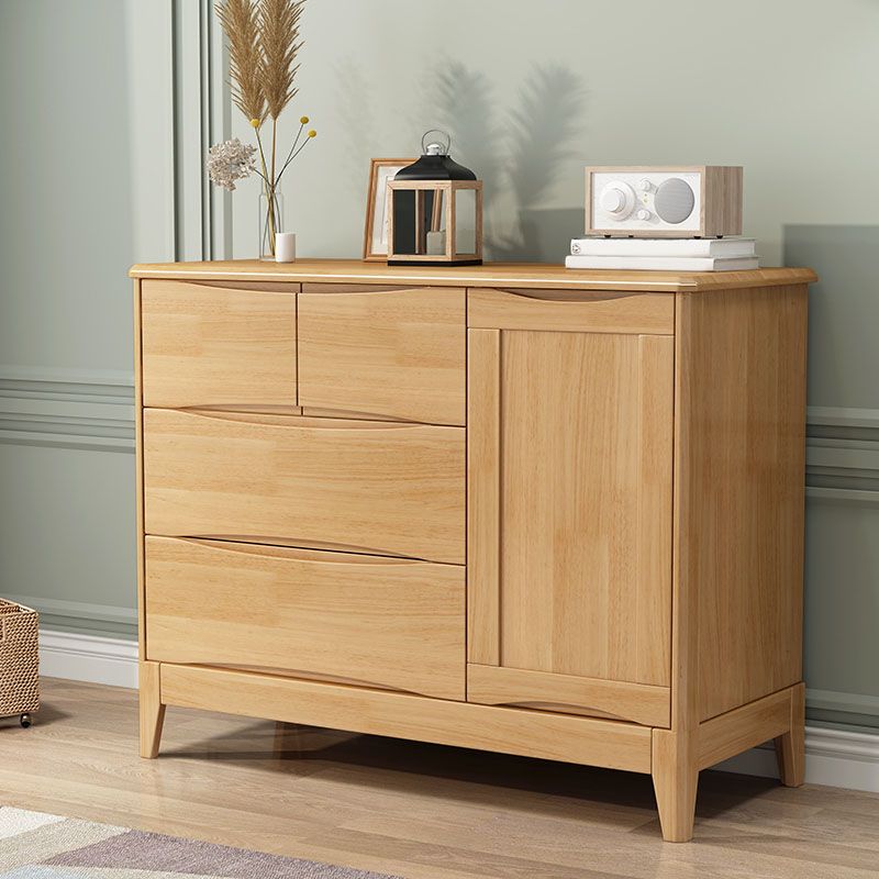 Contemporary Chest Bedroom Rubber Wood Storage Chest with Drawers