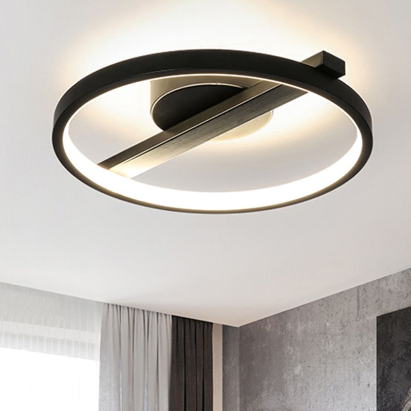 Acryl Ring Inbouw Modernisme Zwart/Wit/Blauw Plafondgemonteerd Licht voor Woonkamer in Warm/Wit, 12,5"/16,5"/20,5" Dia