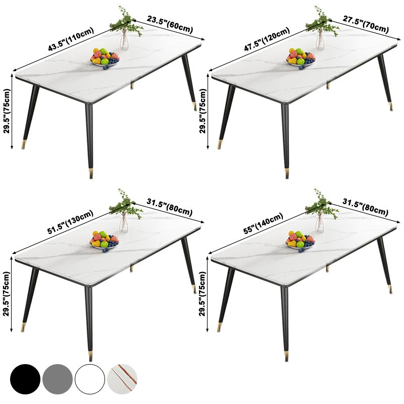 Modern Style Sintered Stone Dining Table 4 Legs Carbon Steel Base Rectangle Table for Home