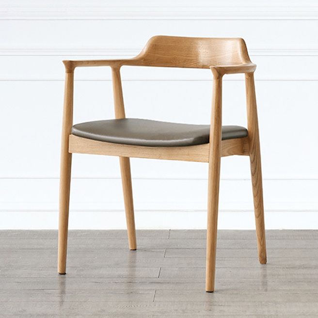 Modern Style Wooden Matte Finish Dining Arm Chair Open Back Arm Chair for Home Use