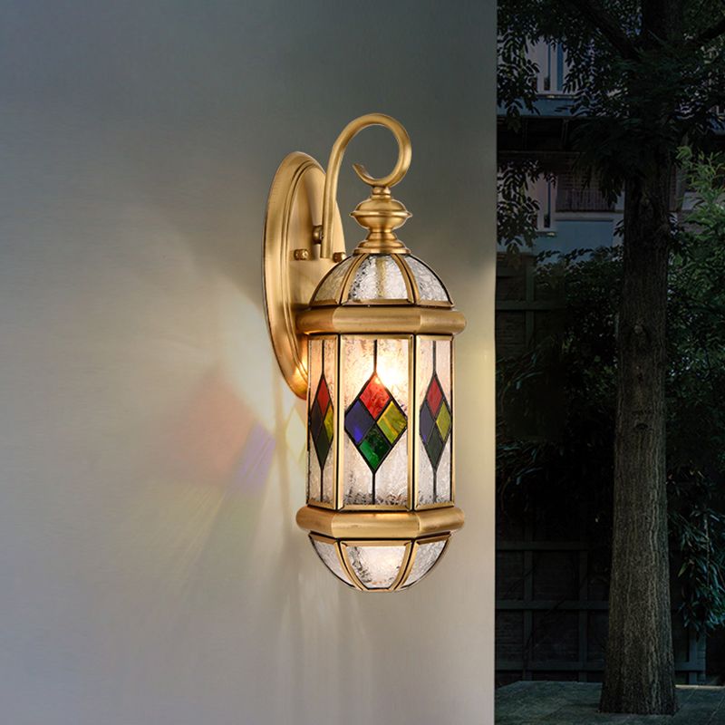 Capsule dorée mural Light Classic Classic Brass and Ripple Verre Single Light Murce Light