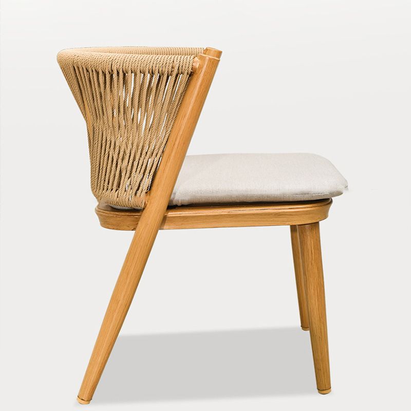 18" Wide Tropical Dining Armchair Upholstered Open Back Outdoor Chair