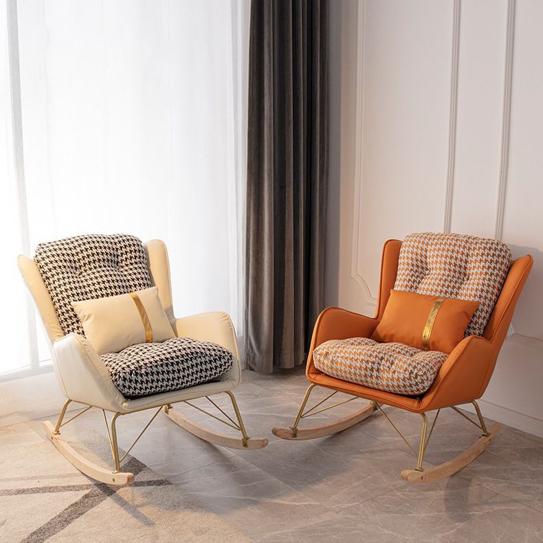 Glam Style Indoor Rocking Chair Nursery Sofa Rocking Chair with Ottoman