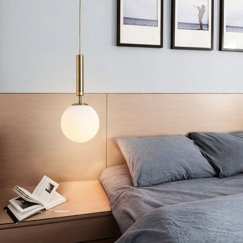 Spherical Pendant Lighting Fixture Simplicity Style Glass Hanging Light for Bedroom