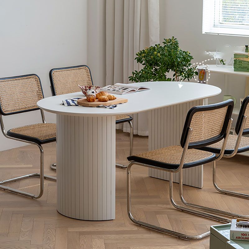 Contemporary Style Dining Table Stone Double Pedestal Dining Site Table