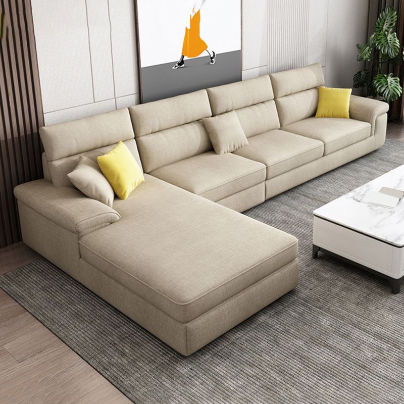 Contemporary 4-seater Fabric Sectional 125.98" W Pillow Top Arm