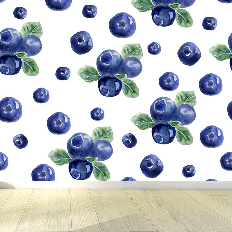 Blueberry Graph Wall Mural Contemporary Non-Woven Textured Wall Covering in Blue