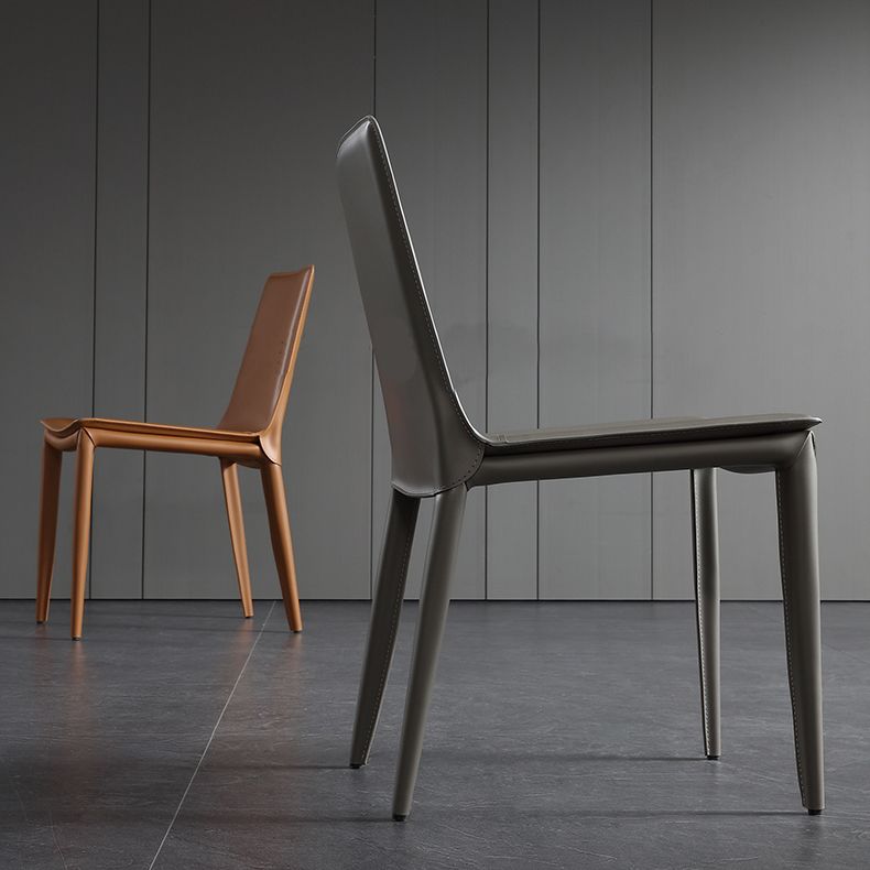 Upholstered Armless Dining Chairs Faux Leather Dining Side Chair