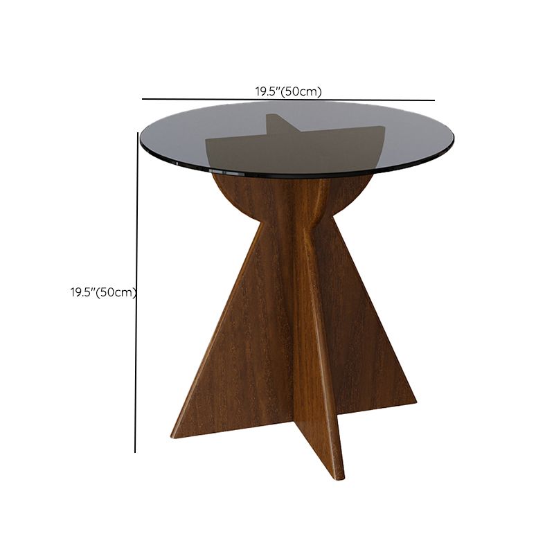 Round Shape Glass End Table Modern Home Sofa Side Table in Black