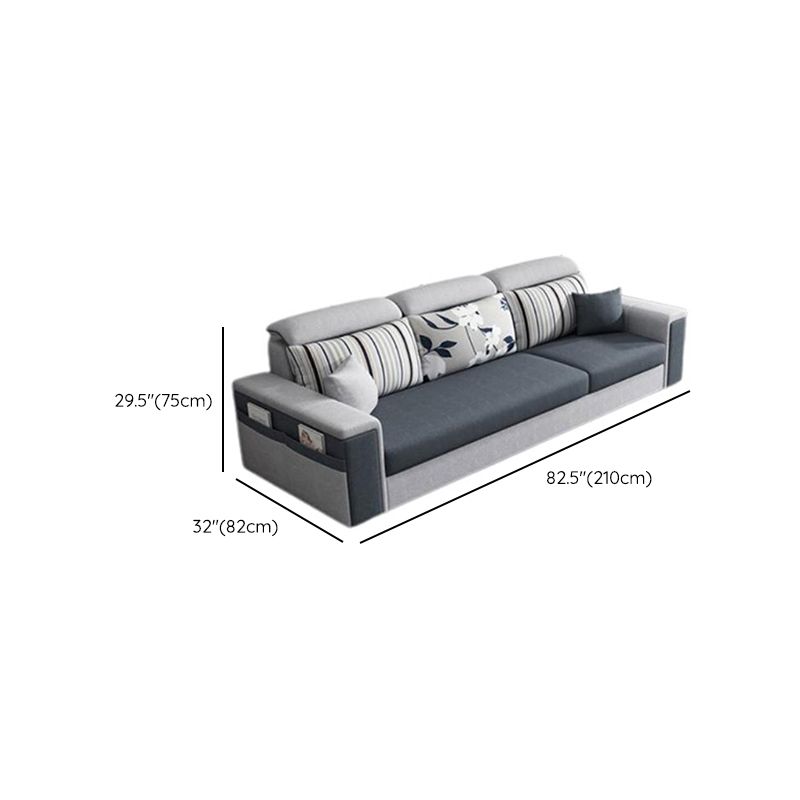 Contemporary Square Arm Sofa in Gray with Storage For Living Room