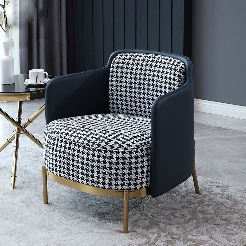 Linen Living Room Chair with Gold Basic Four Leg Accent Armchair