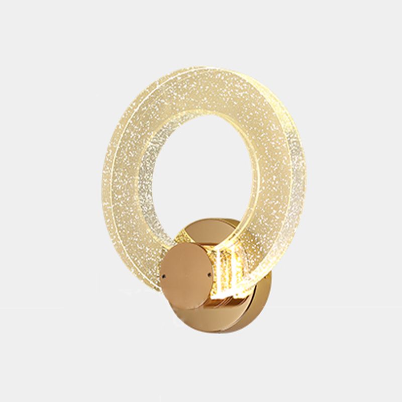 Round Shape Crystal Wall Light Modern Style 1 Light Wall Mount Light in Gold