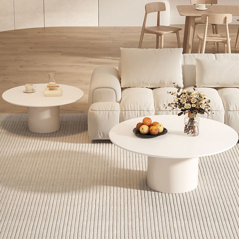 Contemporary Cocktail Table Round White Pedestal Coffee Cocktail Table