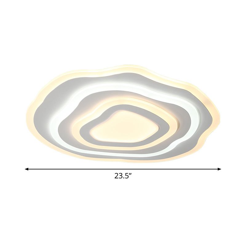 19.5"/23.5" Wide Modern LED Ceiling Lamp Acrylic White Rippling Flush Mount Light in Warm/White Light for Lounge