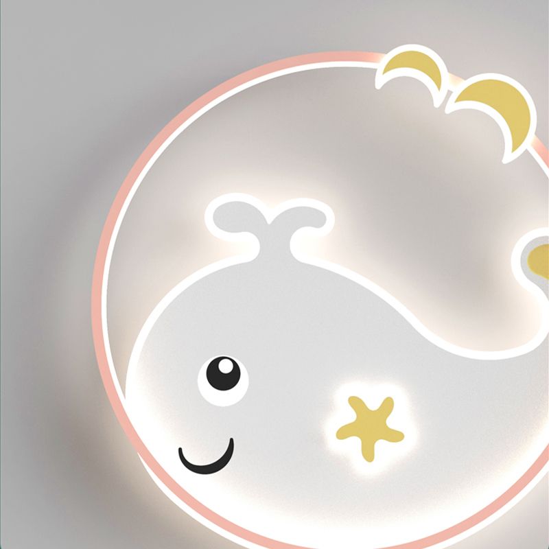 Whale Cartoon Ceiling Lamp Modern Creative Flush-mount Lamp for Kid's Room