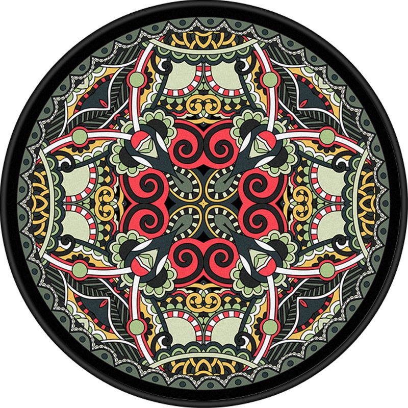 European Moroccan Rug Multi Colored Symmetric Pattern Rug Non-Slip Pet Friendly Machine Washable Rug for Bedroom