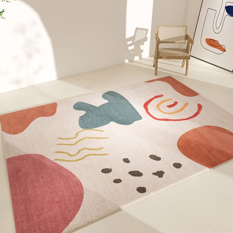 Purple Casual Rug Polyester Color Block Rug Drawing Rug for Living Room
