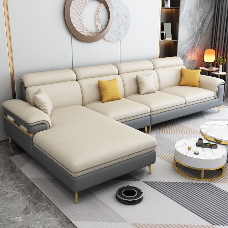 35.4"H Faux Leather Pillow Top Arm Sofa & Chaise for Living Room