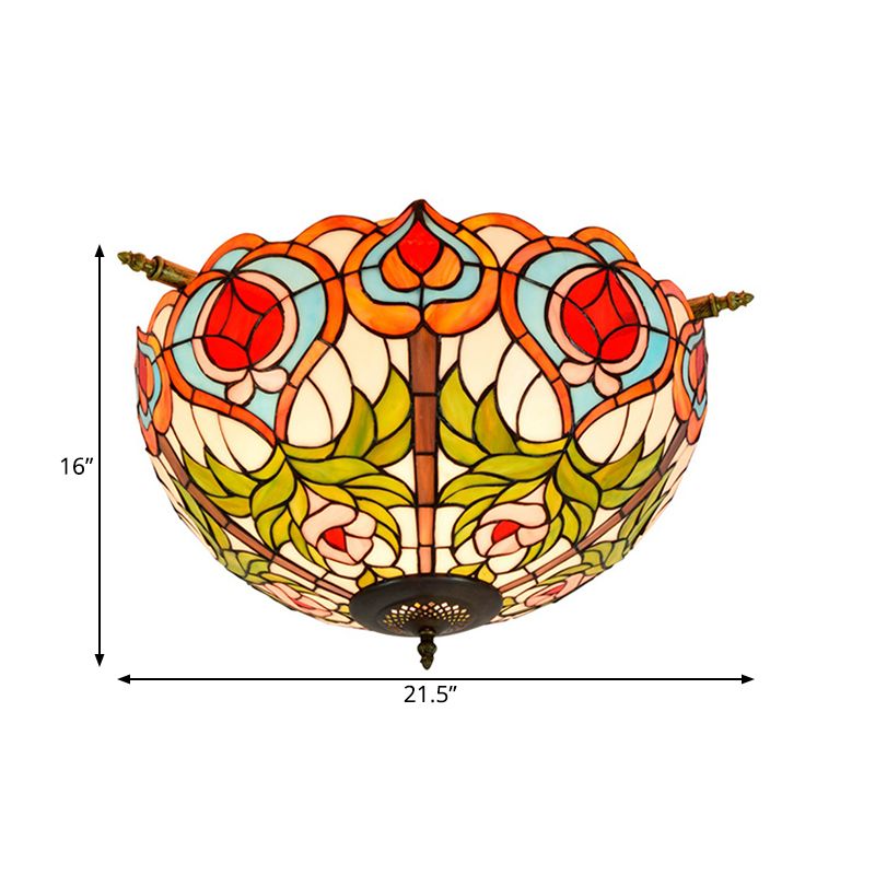 Victorian Blossom Semi Flush Mount Mount Lighting 5 Bulbs Verato artigianale vicino alla lampada a soffitto in ottone