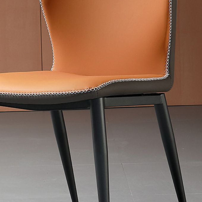 Faux Leather Kitchen Dining Chairs Contemporary Side Chairs with Metal Legs