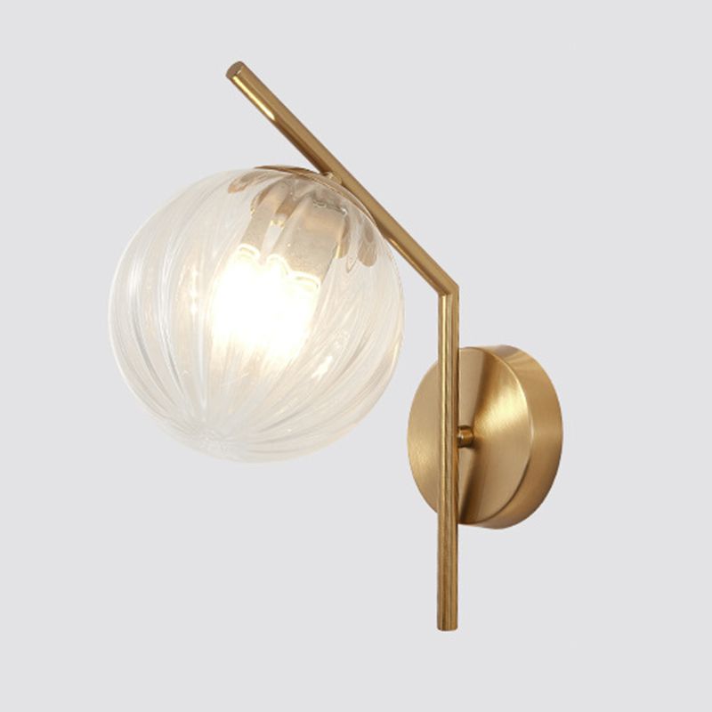 13" H Minimalism Glass Orb Wall Mount Lamp 1-Light Nordic Style Sconce Lighting with Electroplating Metal Base
