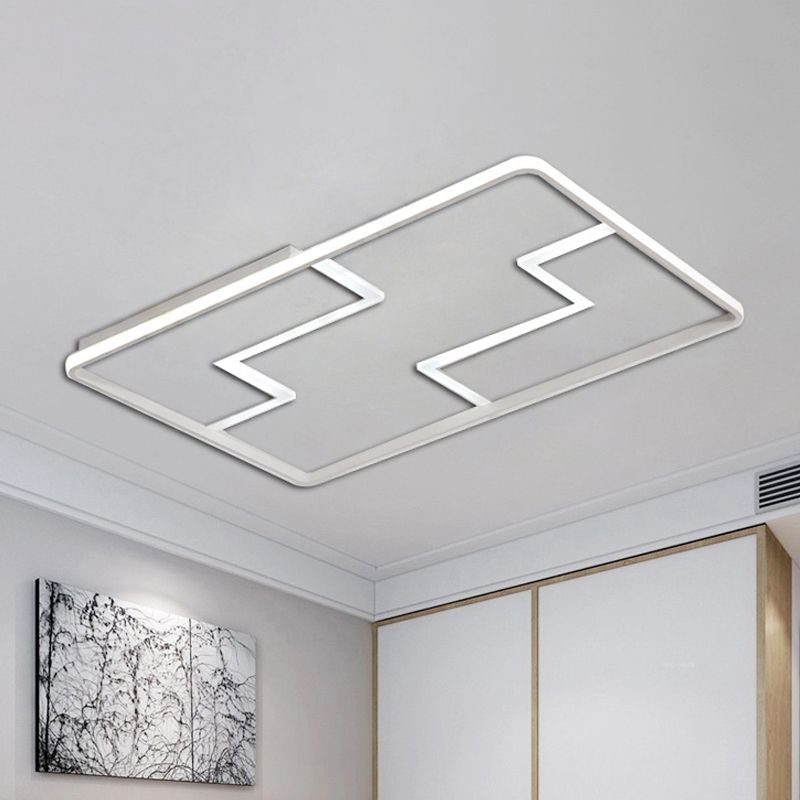 Plafonnier encastré en bloc acrylique simplicité 19 "/23"/27,5 "de large LED blanc/noir lampe encastrée en lumière chaude/blanche