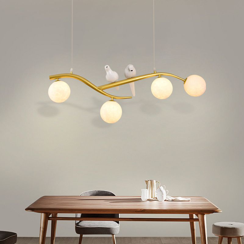 Modern Style Ball Shade Pendant Lighting 4-Lights Glass Hanging Lamp for Dining Room