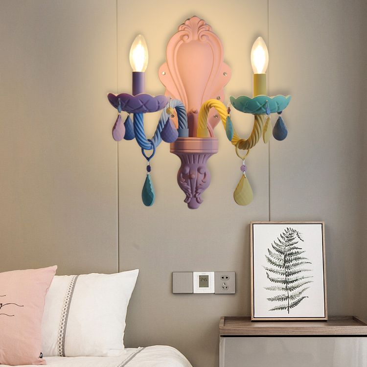 2 Lights Metal Wall Mounted Wall Lights Modern Bare Bulb Wall Sconces Lighting Fixtures for Dining Room