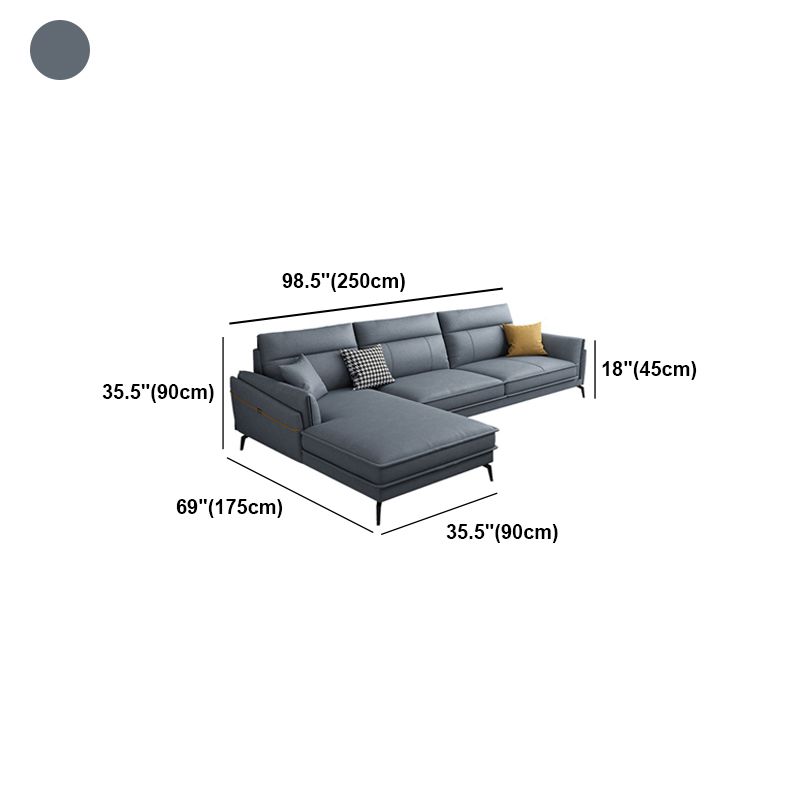 Scandinavian Blue Pillow Back Sectionals/Sofa for Living Room 35.43" High