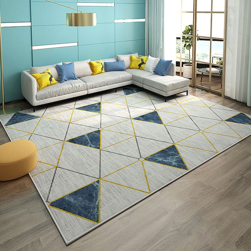 Multi-Colored Living Room Indoor Rug Contemporary Color Block Area Carpet Polyster Stain-Resistant Rug