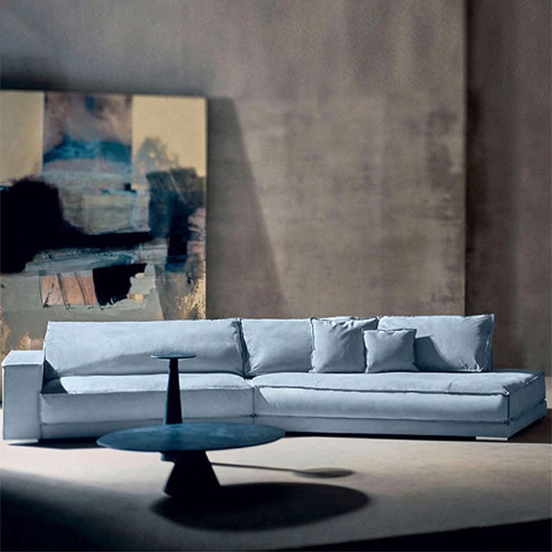 Grey/blue/khaki/pink Sofa with Pillow Back Latex Padded Square Armrest Sectional