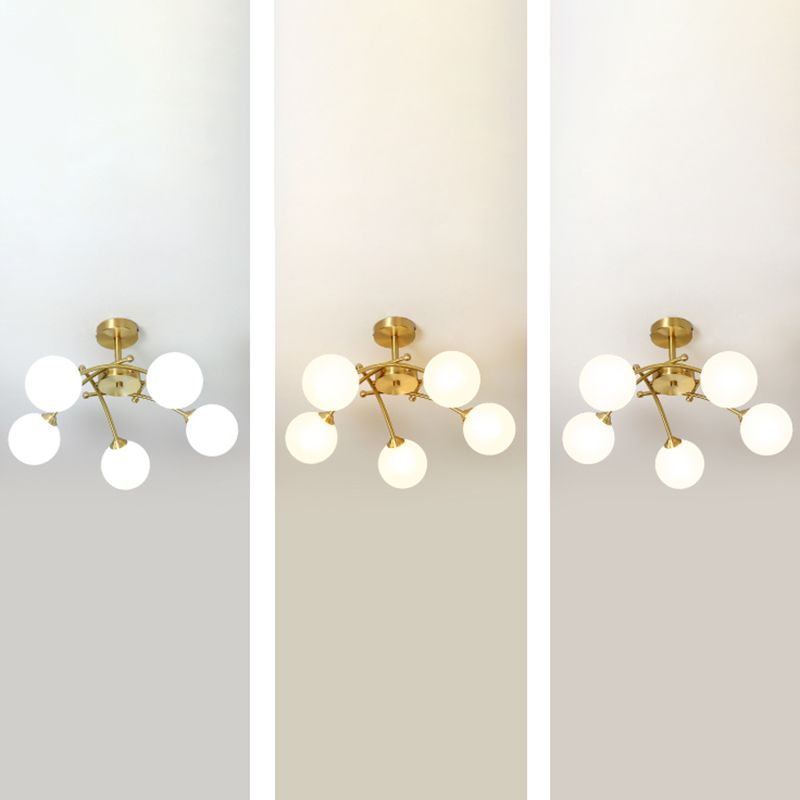 Nordic Style Copper Ceiling Light Ball Shape Ceiling Lamp for Bedroom