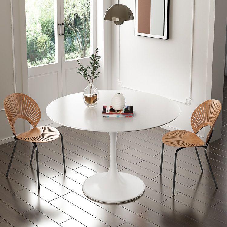 Stone Round Top Table Contemporary Dining Table with Pedestal Base
