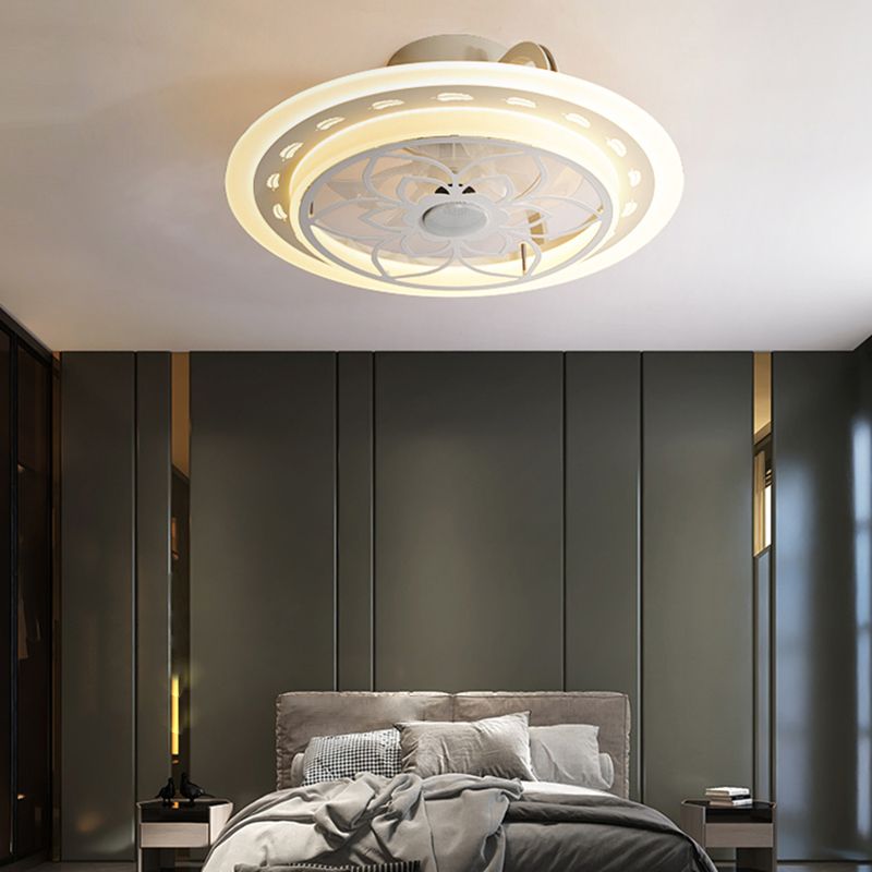 White LED Ceiling Fan Light Simple Ceiling Mount Lamp with Acrylic Shade for Bedroom