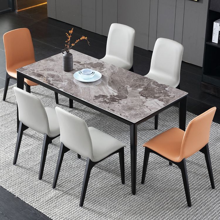 Mesa de tono gris de piedra sinterizada mesa de 4 patas de mediados del siglo para el comedor