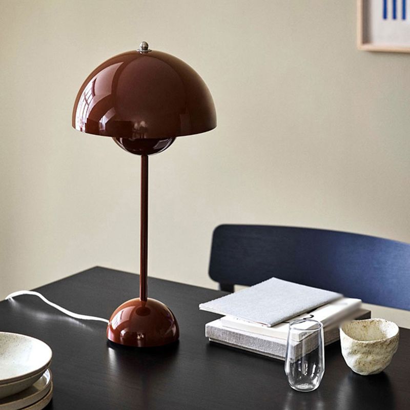 Modern Style Dome Night Table Lamp Metal 1-Light Nightstand Lamp
