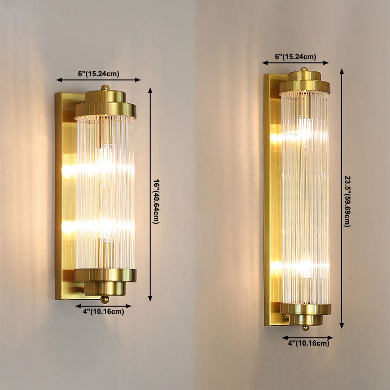 Half Cylinder Shade 2 Lights Wall Sconce Modern Style Crystal Wall Mount Light Fixture