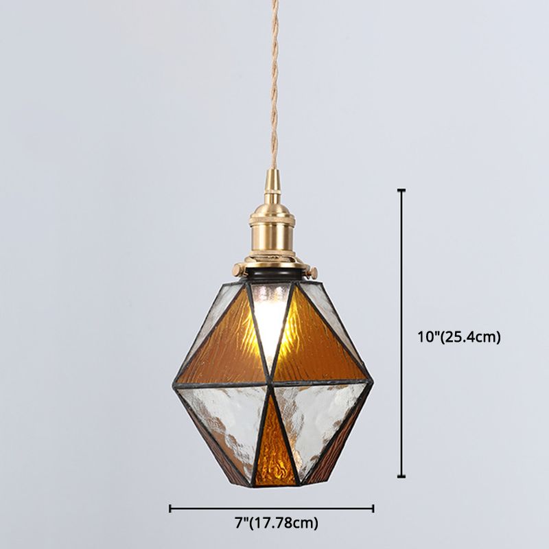 Icy Clear Glass Hanging Lamp Geometric 1 Light Tiffany-Style Pendant Light Fixture