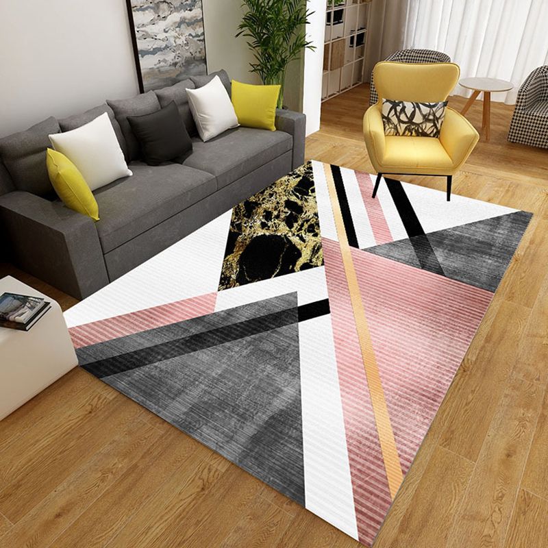 Modern Geometry Print Indoor Carpet Polyester Area Rug Washable Carpet for Home Decoration