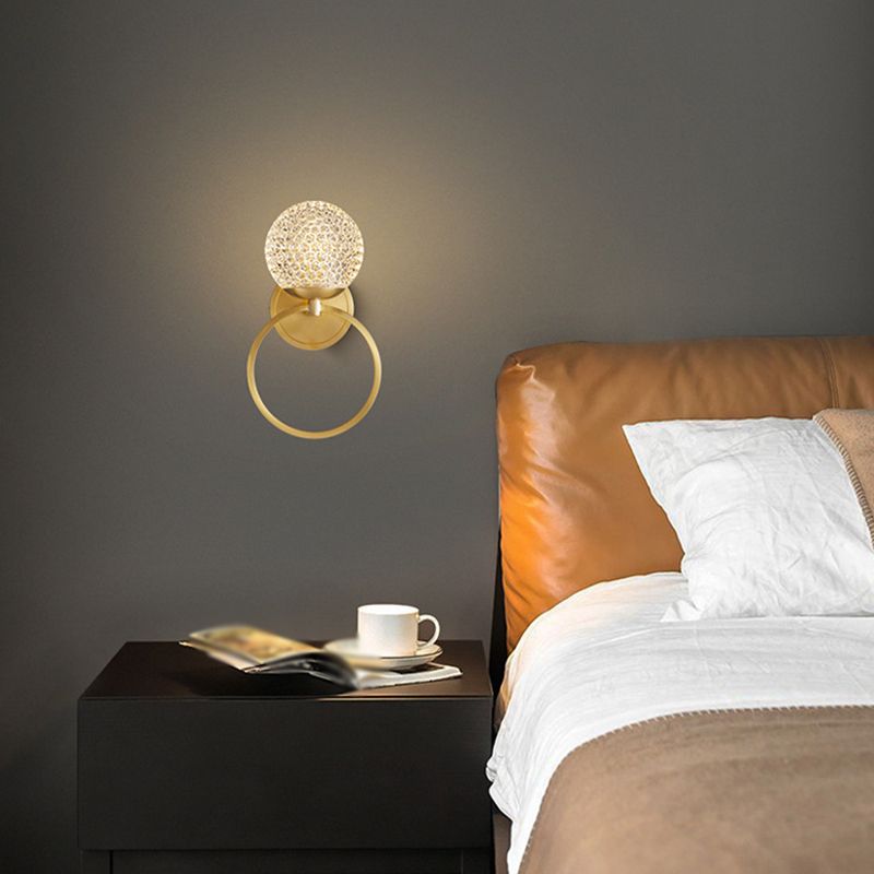 Modern Style Geometric Wall Mounted Lamps Glass 1 Light Wall Sconces in Gold