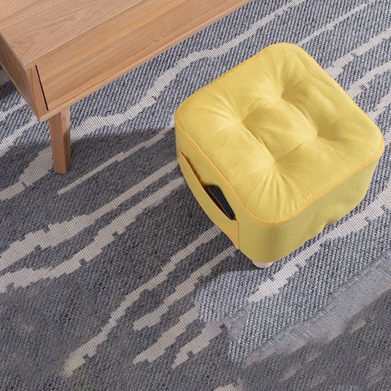 Modern Ottoman Fabric Upholstered Tufted Solid Color Pocket Square Ottoman with Chair Legs