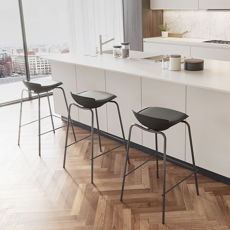 Modern Style Counter Stool Faux Leather Counter-height Stool for Indoor