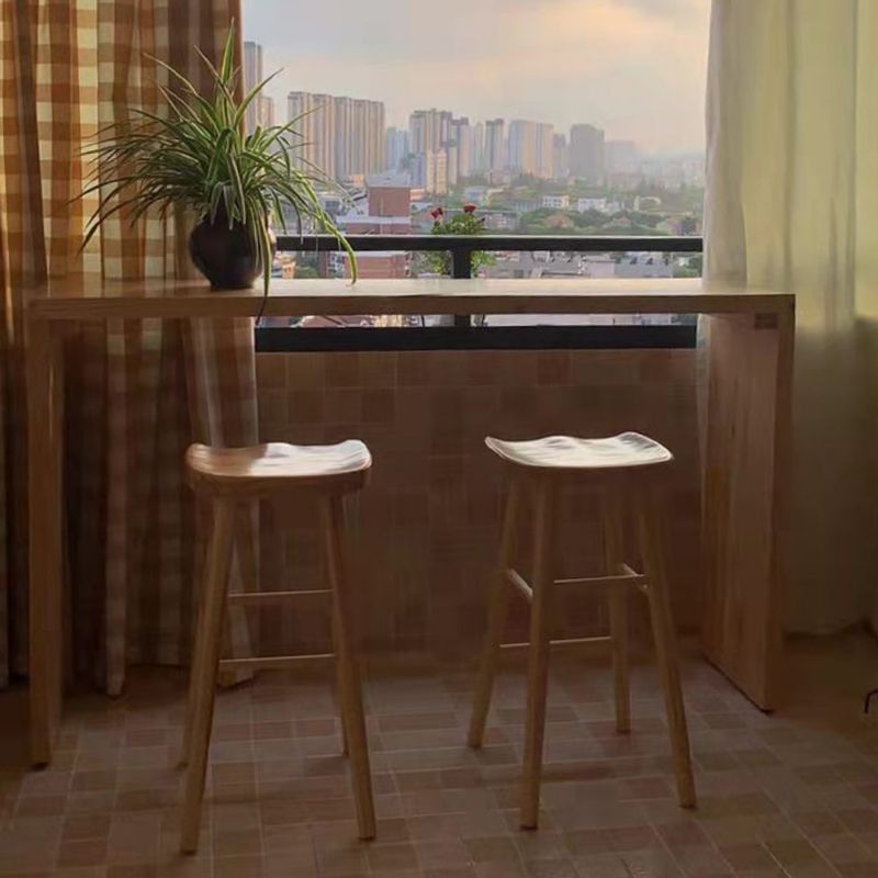 Rectangle Standard Height Bar Table Pine Solid Wood Bar Dining Table with Double Pedestal