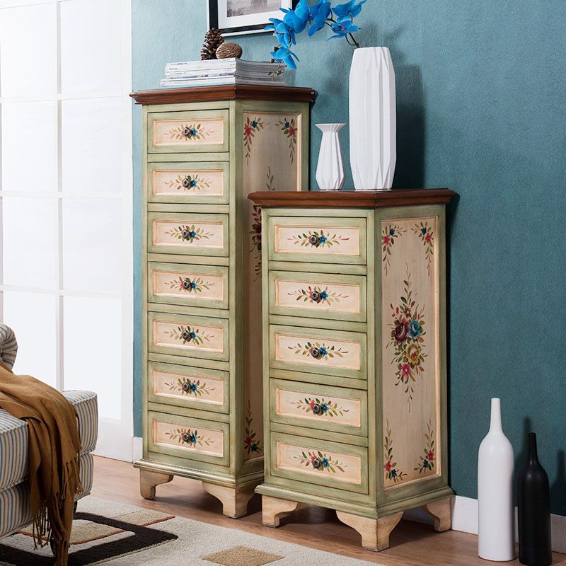 Traditional Vertical Home Chest Wooden Storage Chest with Drawers