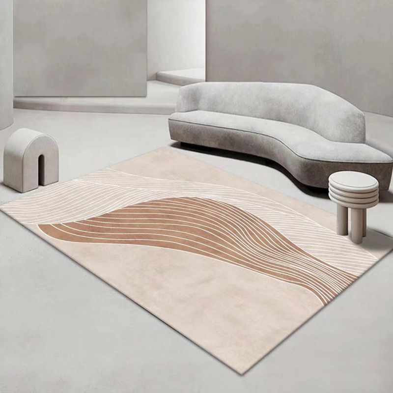 Orange Modern Rug Polyester Color Piece Rug Stain Resistant Rug for Living Room