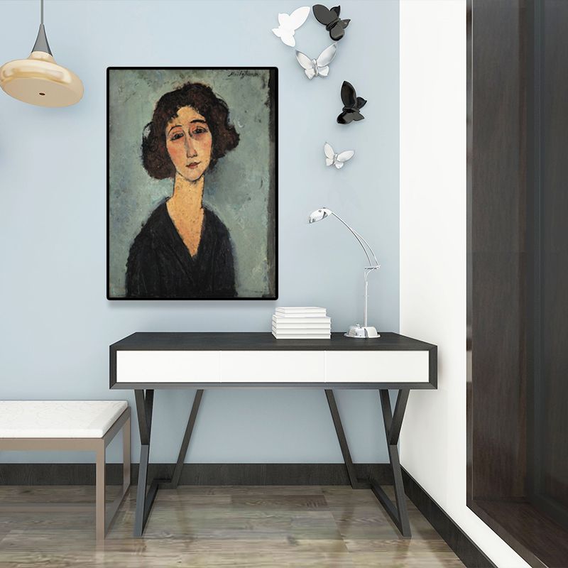 Textured Modigliani Woman Portrait Art Print Canvas Vintage Painting for Girls Room