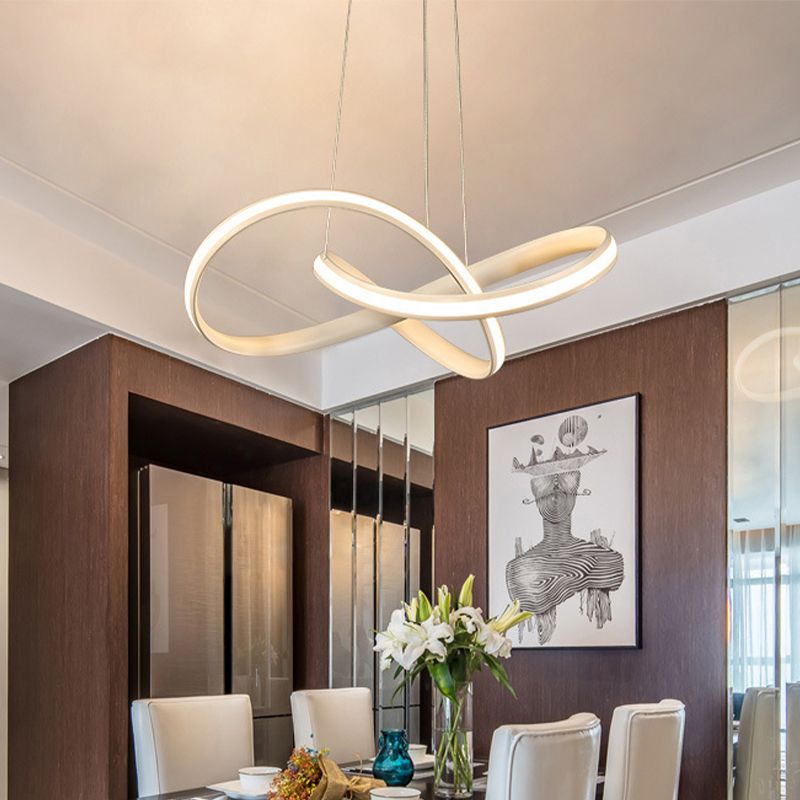 Verstrengelde kroonluchter licht moderne stijl aluminium led eetkamer drop lamp in zwart/wit/koffie, 19,5 "/27,5" w