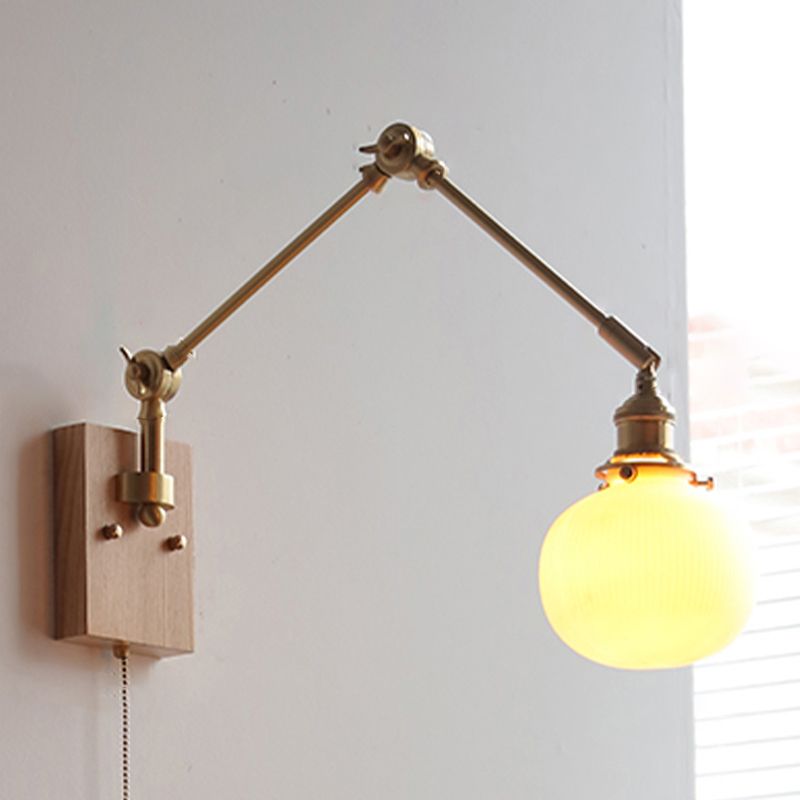 Swing Arm Wall Lamp Modern Ceramic Sconce Lighting for Bedroom
